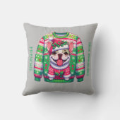 ドッグデザインフランスのブルドッグおもしろいクリスマス クッション (裏面)