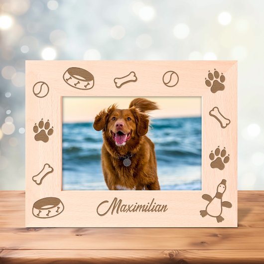 ドッグトイディッシュポープリント7 x 5 レーザー彫刻フレーム