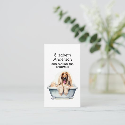 ドッグトリマーアフガンハウンドアポイントメント 名刺 (スタンド正面)