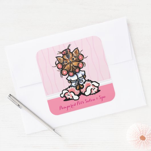 ドッグトリマーグルーミングスパヨークシャーテリアピンクマーケティング スクエアシール (封筒)