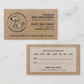 ドッグトリマープロフェッショナルブラウン名刺 予約カード (正面/裏面)