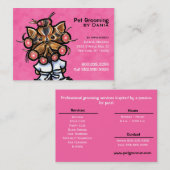 ドッグトリマーペットスパビジネスピかわいらしンク 名刺 (正面/裏面)