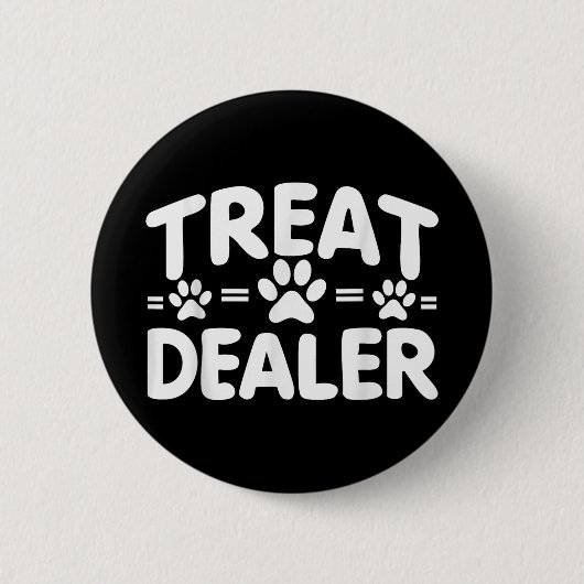 ドッグトリートディーラー、犬のオーナーおもしろい犬愛好家 缶バッジ (正面)