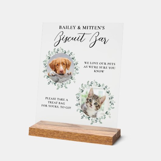 ドッグトリート結婚式の引き出物ビスケットバーペットフォト アクリルサイン (傾斜)
