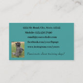 ドッグトレーナーアクアブルーティール(緑がかった色)写真ミニマル 名刺 (裏面)