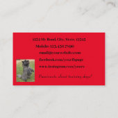 ドッグトレーナーブライトレッドミニマル写真 名刺 (裏面)