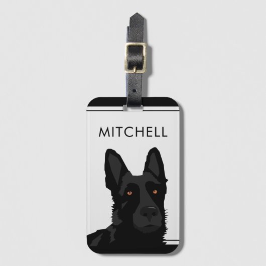 ドッグトレーナーブラックドイツシェパード荷物タグ ラゲッジタグ (正面縦)