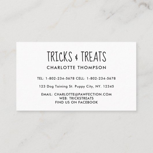 ドッグトレーナーペットシッター犬のトリマー水彩 名刺 (裏面)