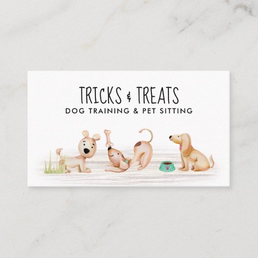 ドッグトレーナーペットシッター犬のトリマー水彩 名刺 (正面)