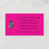 ドッグトレーナー明るいホットガーリーピンクミニマル写真 名刺 (裏面)