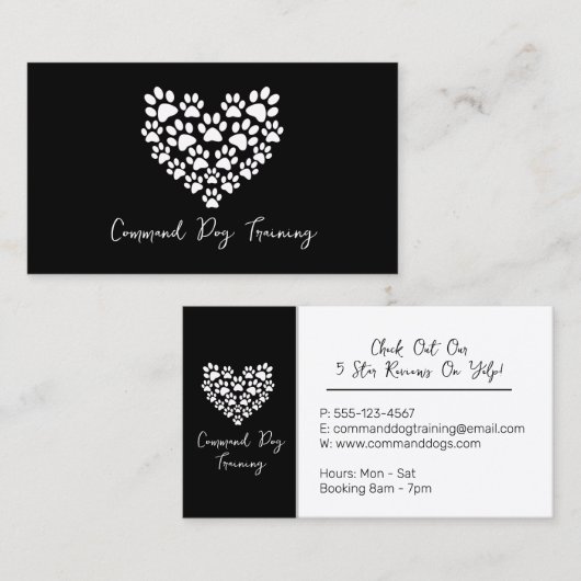 ドッグトレーナー白黒ポープリント 名刺 (正面/裏面)