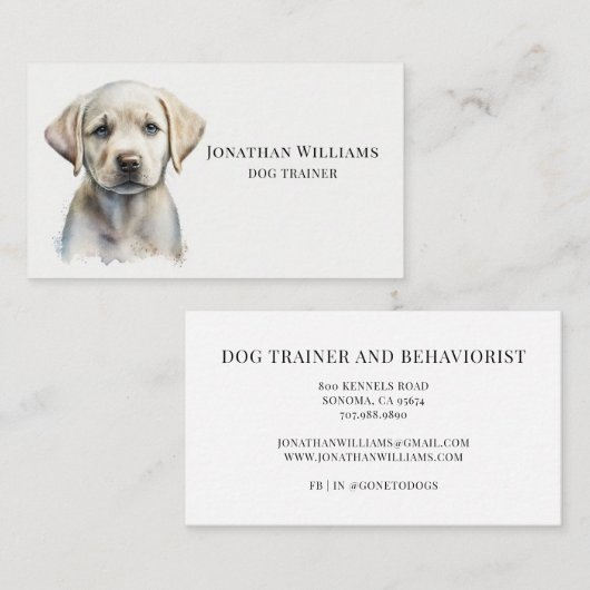 ドッグトレーナー行動主義服従トレーナー 名刺 (正面/裏面)