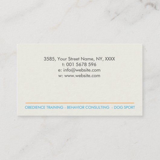 ドッグトレーナー – 犬行動主義の名刺 名刺 (裏面)