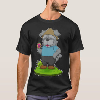 ドッグドナッツレトロな女の子 Tシャツ