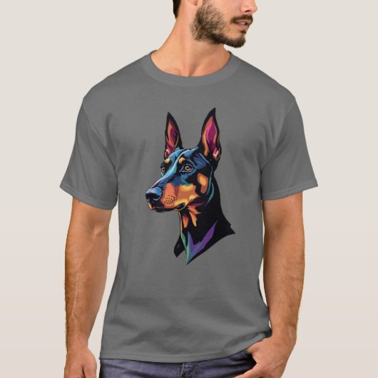 ドッグドバーマンカラフル Tシャツ (正面)