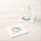 ドッグドリンクオンミー春結婚カクテル スクエアペーパーコースター (インサイチュ)