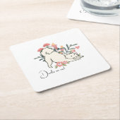 ドッグドリンクオンミー春結婚カクテル スクエアペーパーコースター (アングル)