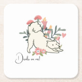 ドッグドリンクオンミー春結婚カクテル スクエアペーパーコースター (正面)