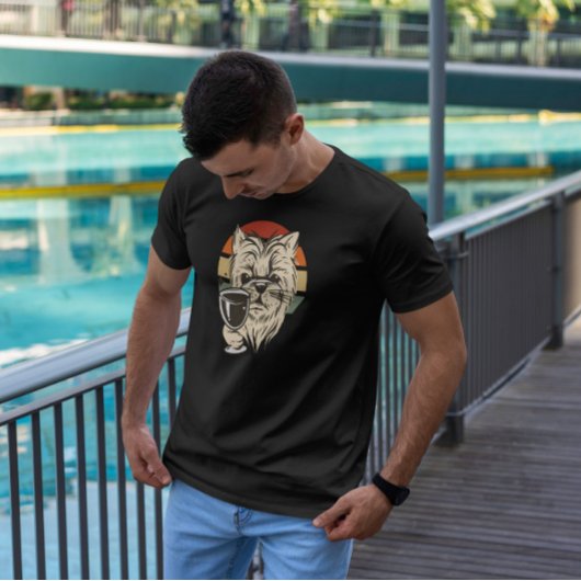 ドッグドリンクワインレトロ Tシャツ