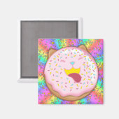 ドッグドーナツ：背景ピン付きフロスト マグネット (正面/裏面)