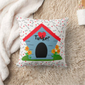 ドッグハウス赤いハートホワイトボーンズ犬または犬の恋人 クッション (ブランケット)