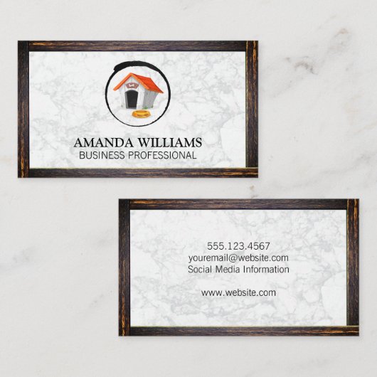 ドッグハウス |ウッド縁ど名刺 名刺 (正面/裏面)