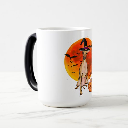 ドッグハロウィーンイタリアングレイハウンドハロウィーンのカボチャのちょうちん モーフィングマグカップ (正面左)