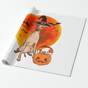 ドッグハロウィーングイタリアンレイハウンドハロウィーンのカボチャの ラッピングペーパー