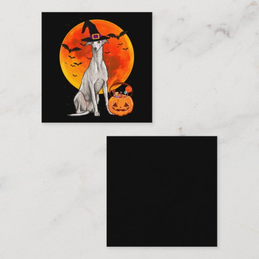 ドッグハロウィーングレイハウンドハロウィーンのカボチャのちょうちんパンプキン スクエア名刺 (正面/裏面)