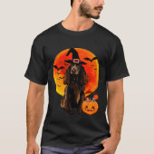 ドッグハロウィーンフィールドスパニエル犬ハロウィーンのカボチャのちょうちんパンプキン Tシャツ (正面)