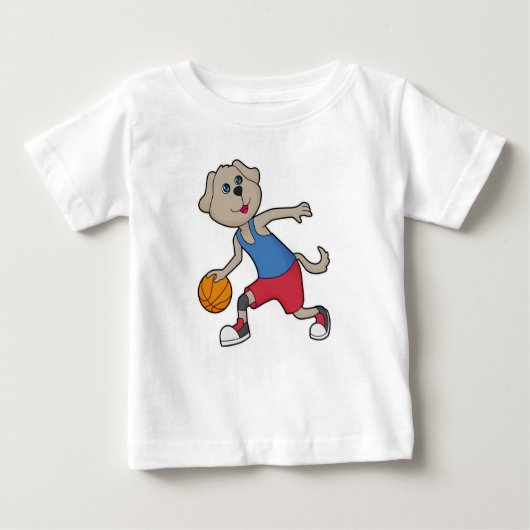 ドッグバスケットボール選手バスケットボール ベビーTシャツ (正面)