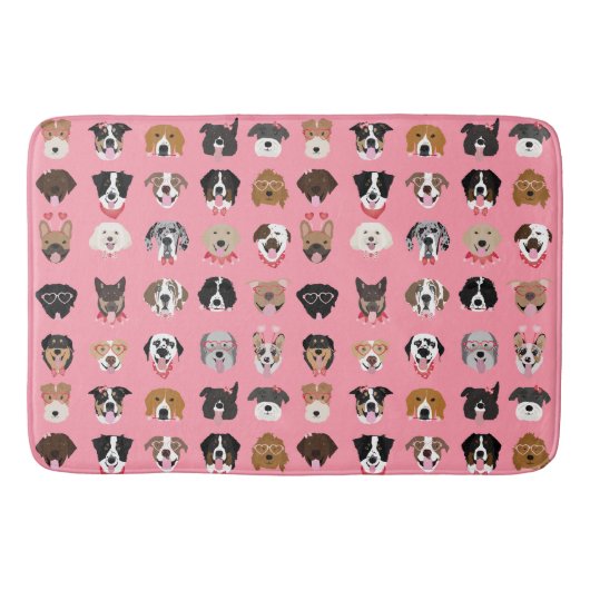 ドッグバレンタイン顔パターン バスマット (正面)