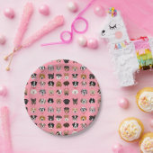 ドッグバレンタイン顔パターン ペーパープレート (パーティー)