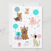 ドッグパウィティ招待状子犬招待状ガール 招待状 (裏面)