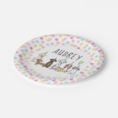 ドッグパウティパステルパーソナライズされたヘキサゴン ペーパープレート (アングル)