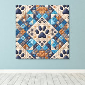 ドッグパウプリントキルトデザイン キャンバスプリント (インサイチュ (ウッドフロア))