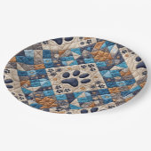 ドッグパウプリントキルトデザイン ペーパープレート (アングル)