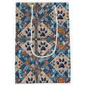 ドッグパウプリントキルトデザイン ミディアムペーパーバッグ (裏面)