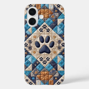 ドッグパウプリントキルトデザイン iPhone 16ケース