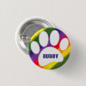 ドッグパウプリントレインボーウォーターカラー名前をカスタムする 缶バッジ (正面&裏面)