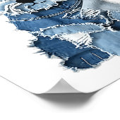 ドッグパターンデニムパッチワークアート ポスター (角)