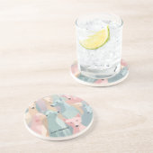 ドッグパターンパステルカラーズミニマルイラストレーション コースター (側面)