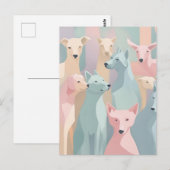 ドッグパターンパステルカラーズミニマルイラストレーション ポストカード (正面/裏面)
