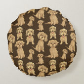 ドッグパターンブラウンラブラドール ラウンドクッション (裏面)