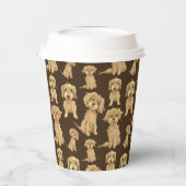 ドッグパターンブラウンラブラドール 紙コップ (左)