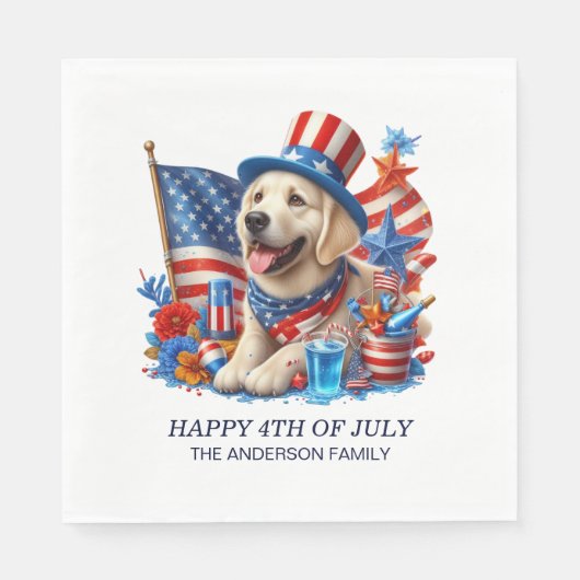 ドッグパティオティックトップハットスターストライプズ スタンダードランチョンナプキン (正面)