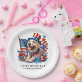 ドッグパティオティックトップハットスターストライプズ ペーパープレート (パーティー)