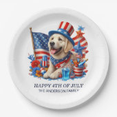 ドッグパティオティックトップハットスターストライプズ ペーパープレート (正面)