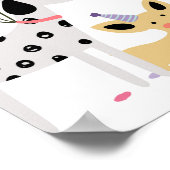 ドッグパピーポーティガールモダン誕生日へようこそ ポスター (角)