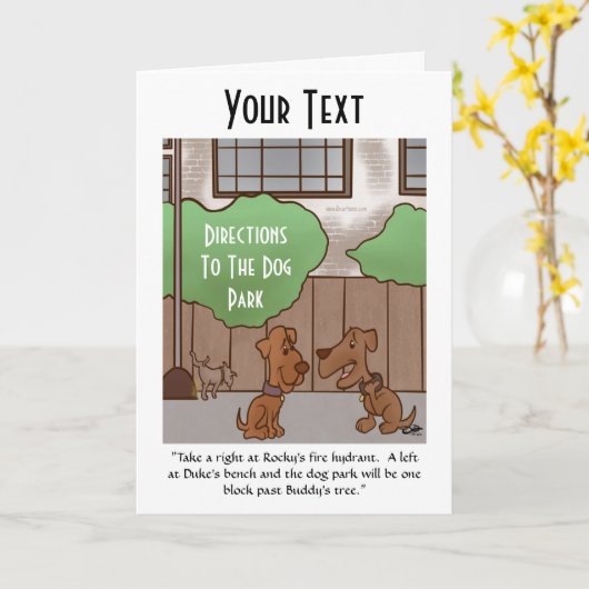 ドッグパークへの行き方 グリーティングカード (黄色い花)